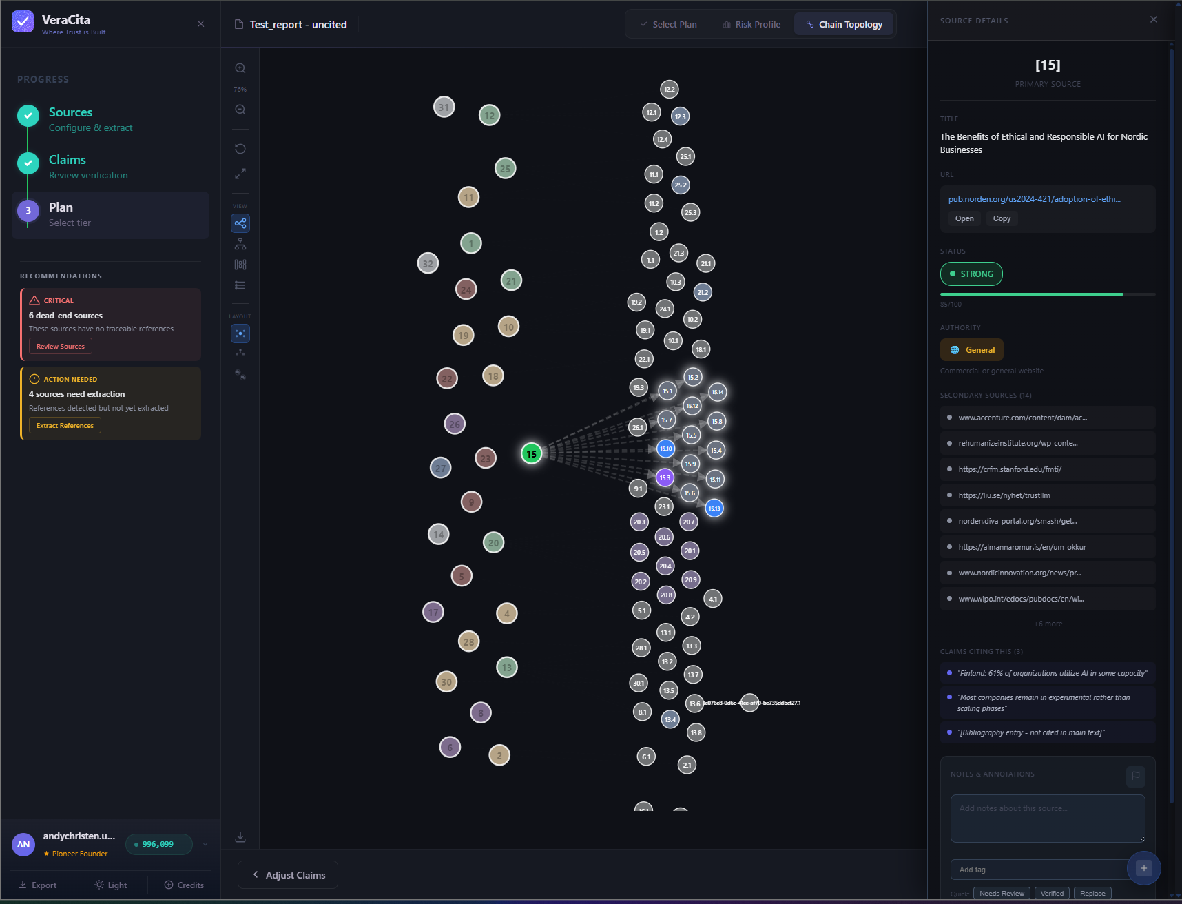 Chain Topology — Visual evidence chain tracing